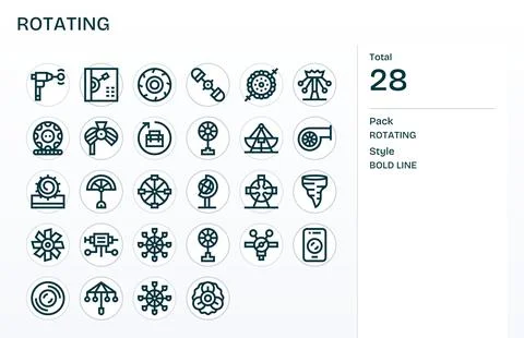 28 Bold Line Vector Icons designed for Rotating in Retina Ready Display Per.. Stock Illustration
