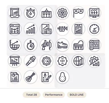 28 Bold Line Vector Icons designed for Performance in Retina Ready Detail E.. Stock Illustration