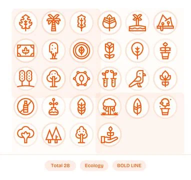 28 Bold Line Vector Icons for Ecology in crisp High Resolution Editable res.. Stock Illustration