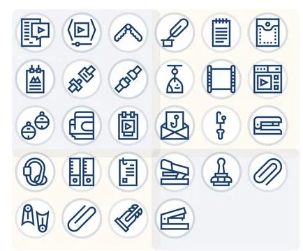 28 Clip PIXEL Perfect Vector Icons in 256x256 Bold Line Aesthetic Stock Illustration