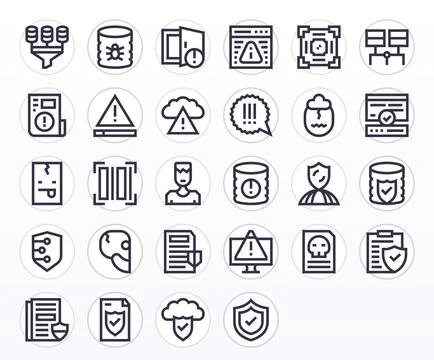 28 Data Integrity PIXEL Perfect Vector Icons in Retina Ready Bold Line Aest.. Stock Illustration