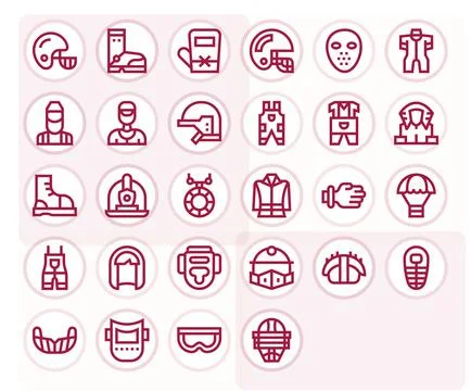 28 Display Perfect Bold Line Vector Icons from Safety Gear Collection Stock Illustration