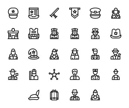 28 Display Perfect Bold Line Vector Icons designed for Officer Interface Stockillustratie