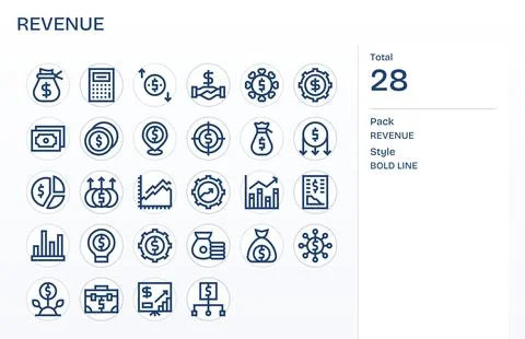 28 Display Perfect Bold Line Vector Icons from Revenue Collection Stock Illustration
