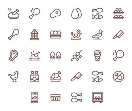 28 Display Perfect High Resolution Vector Icons for Poultry in elegant Bold.. 库存插图