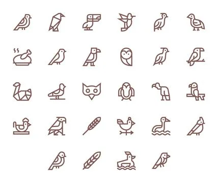 28 Editable Bold Line Vector Icons from Avian Collection Illustrazione stock