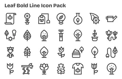 28 Extra Bold Line Icons - Leaf Graphics 스톡 일러스트