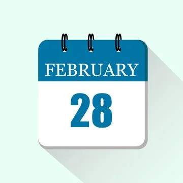 28 February Vector flat daily calendar icon. Date and month. Stock Illustration