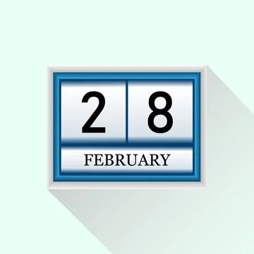 28 February Vector flat daily calendar icon. Date and month. Stock Illustration
