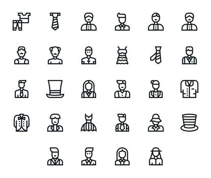 28 Formalwear Editable Vector Icons in 256x256 Bold Line Aesthetic Illustrazione stock