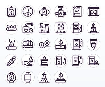 28 Fuel PIXEL Perfect Vector Icons in Retina Ready Bold Line Aesthetic 스톡 일러스트