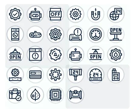 28 High Resolution Bold Line Vector Icons optimized for Operational PIXEL P.. Stock Illustration
