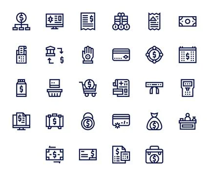 28 High Resolution Bold Line Vector Icons for Payment with Detail Enhanced .. Stock Illustration