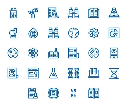 28 High Resolution Bold Line PIXEL Perfect Vector Icons for Research Projects Stock Illustration