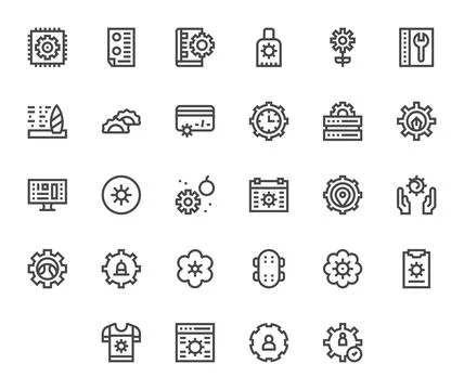 28 High Resolution Bold Line Vector Icons optimized for Settings Pixel Alig.. Stock Illustration