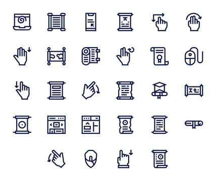 28 High Resolution Bold Line Vector Icons for Scroll with Detail Enhanced p.. Stock Illustration