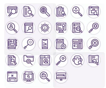 28 High Resolution Bold Line Vector Icons optimized for Lookup Editable displ Stock Illustration