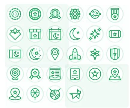 28 High Resolution Bold Line Vector Icons optimized for Star Grid Fitted di.. Illustrazione stock