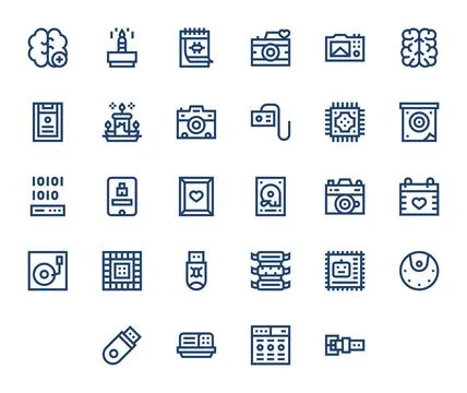 28 High Resolution Bold Line Vector Icons optimized for Memory Pixel Optimi.. Illustrazione stock