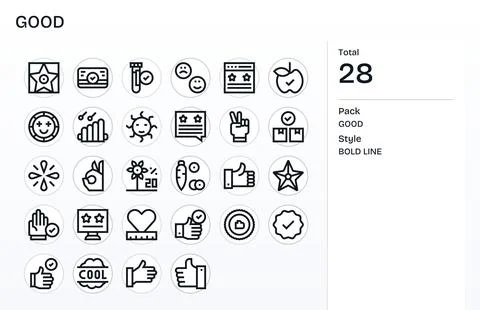 28 High Resolution Bold Line Display Perfect Vector Icons for Good Projects Stock Illustration