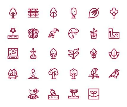 28 High Resolution Pixel Optimized Vector Icons for Ecosystem in Bold Line .. Illustrazione stock