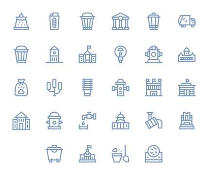 28 High Resolution Vector Icons for Municipal in Detail Enhanced Bold Line .. Stock Illustration