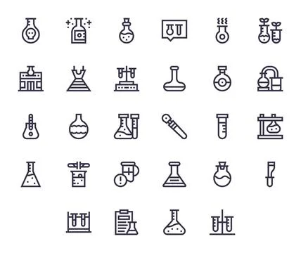28 High Resolution Vector Icons for Beaker in Pixel Aligned Bold Line Format イラスト素材