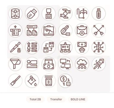 28 High Resolution Vector Icons for Transfer in Pixel Optimized Bold Line F.. イラスト素材