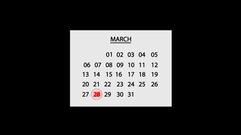 28 March Calendar Date Animated. 28 march Calendar icon. Stock Footage 301770733