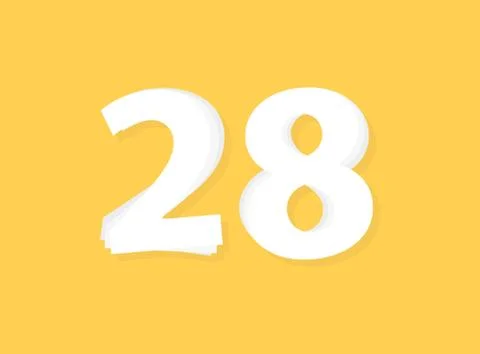 28 Number vector, modern layers design font. Eps10 illustration 스톡 일러스트