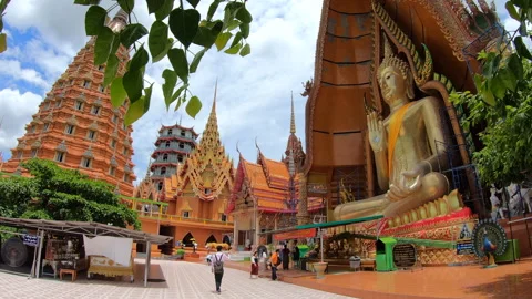 28 People Visiting Tiger Cave Temple Near Kanchanaburi Thailand Asia Stock Footage 293303052