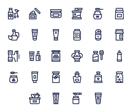 28 Pixel Aligned 256x256 Vector Icons for Jar in elegant Bold Line design Stock Illustration