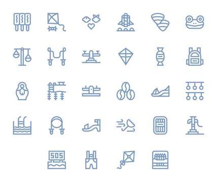 28 Pixel Aligned Bold Line Vector Icons designed for Children Interface Illustrazione stock