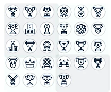 28 Pixel Aligned Bold Line Vector Icons designed for First Place Interface Ilustração Stock