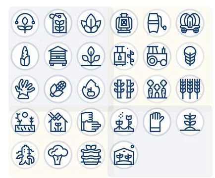 28 Pixel Aligned Bold Line Vector Icons designed for Farming Interface Illustrazione stock