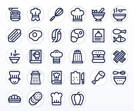 28 Pixel Optimized Bold Line Vector Icons from Culinary Collection Stock Illustration