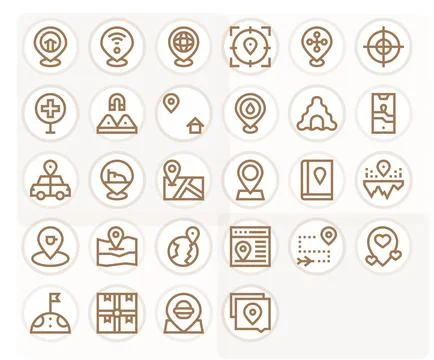 28 Pixel Optimized Bold Line Vector Icons from Location Collection Illustrazione stock