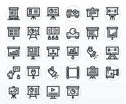28 Pixel Optimized Bold Line Vector Icons from Projector Collection Illustrazione stock