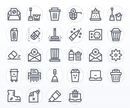 28 Pixel Optimized High Resolution Vector Icons for Trash in elegant Bold L.. Stock Illustration