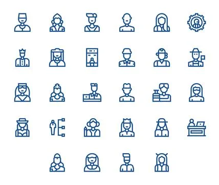 28 PIXEL Perfect 256x256 Vector Icons for Administrator in elegant Bold Lin.. Stock Illustration