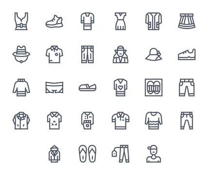 28 PIXEL Perfect Bold Line Vector Icons from Casual Collection Stock Illustration