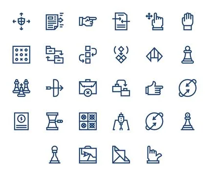 28 PIXEL Perfect Bold Line Vector Icons from Move Collection Illustrazione stock