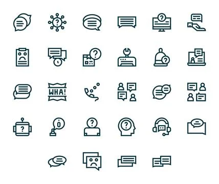28 Retina Ready Bold Line Vector Icons optimized for Support Request Detail.. Stock Illustration