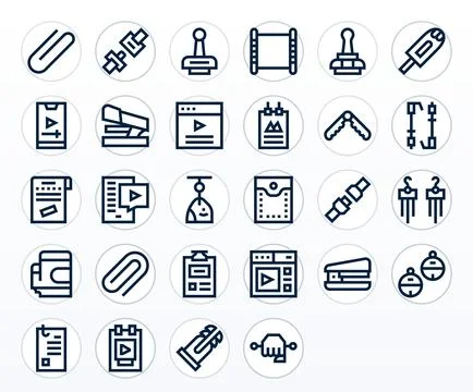28 Retina Ready Pixel Aligned Vector Icons for Clip in Bold Line Theme Stock Illustration