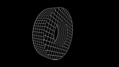 28. Thick Ring 3D Grid Animation Bold Circular Mesh with Dynamic Flow in Bla Stock Footage 309656904