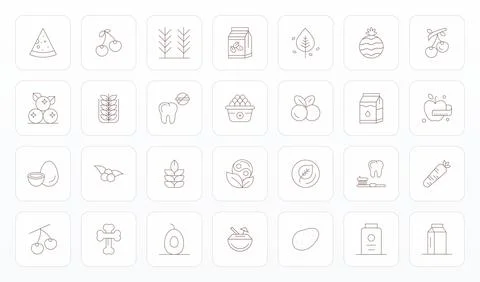 28 Thin Line Display Perfect Vector Icons tailored for Healthy High Resolut.. Stock Illustration