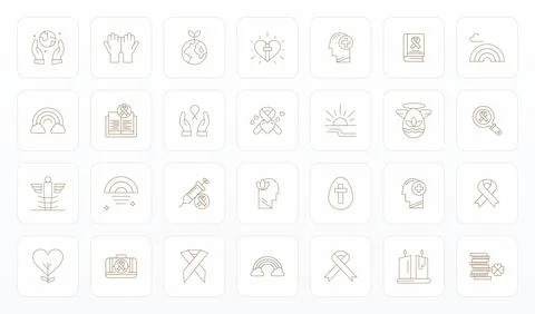 28 Thin Line Vector Icons designed for Hope in 64x64 Display Perfect format Stock Illustration