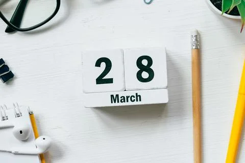 28 twenty-eighth day of Spring month calendar march Stock Photos