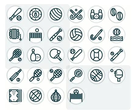 28 Vector Icons for Ball optimized in Detail Enhanced High Resolution Bold .. Stock Illustration