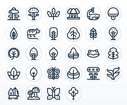 28 Vector Icons for Biodiversity optimized in Display Perfect 128x128 Bold .. Stock Illustration